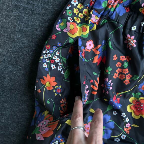 TIBI FLORAL PRINT RUFFLE TECH JOGGER PANTS HIGH PAPER BAG WAIST WOMEN SIZE M NEW - Picture 9 of 15